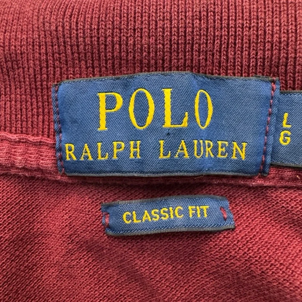 Polo Ralph Lauren Mens Large Classic Fit Burgundy Cotton Pique Short Sleeve Polo